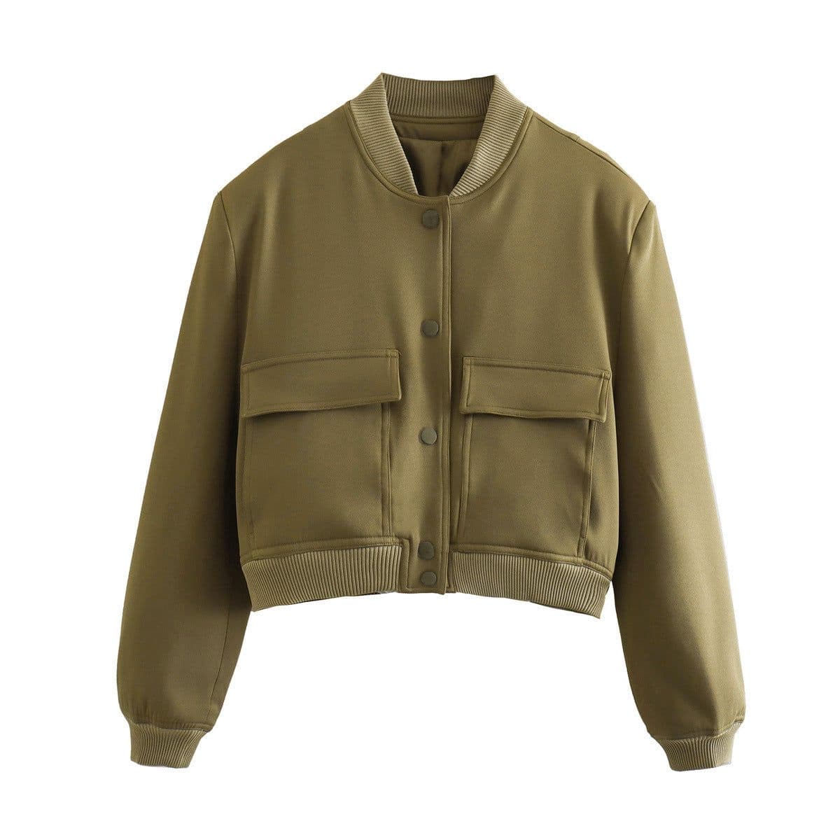 image-Women's Peacock Blue Jacket - Stand Collar Short Coat