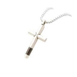 image-Stainless Steel Cross Pendant Necklace - Silver Hip Hop