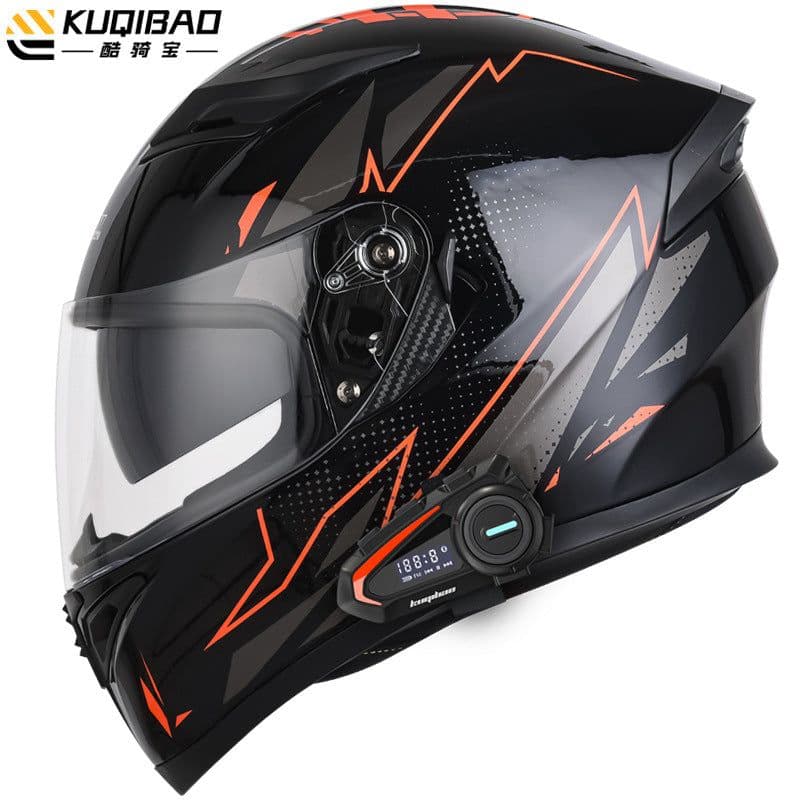 image-Coolqibao Motorcycle Full-Face Helmet Bluetooth XXL Gray