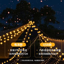 image-LED camping decorative light string wedding party layout bulb light outdoor garden tent canopy 5cm ball light string