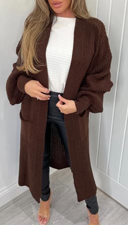 image-Women's Cardigan Sweater - Deep Pink Lantern Sleeve