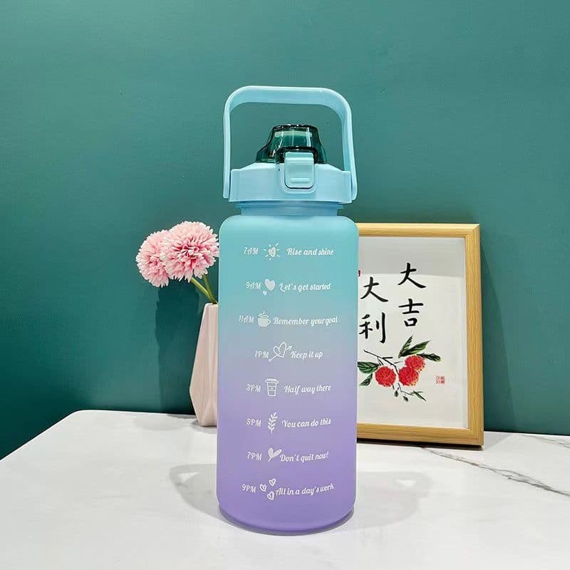 image-Wardcolor Purple Green Gradient 2000ml Sports Bottle Outdoor Portable With Scale