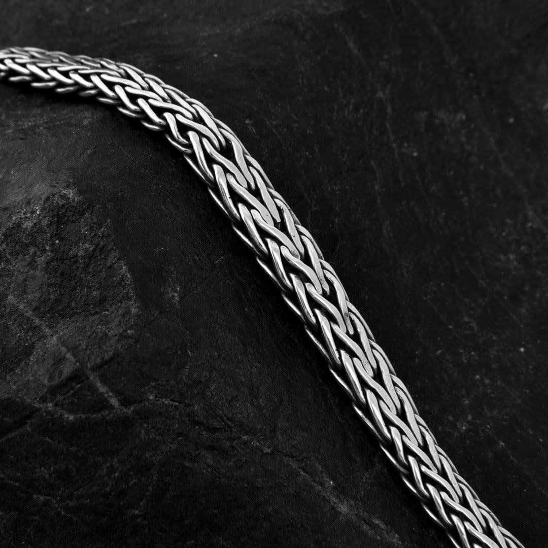 image-Sterling Silver Couple Bracelet - Retro Elegant 925 Silver Jewelry 20cm