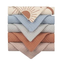 image-Baby Muslin Cotton Handkerchiefs 5pcs - Face Wipes Bibs