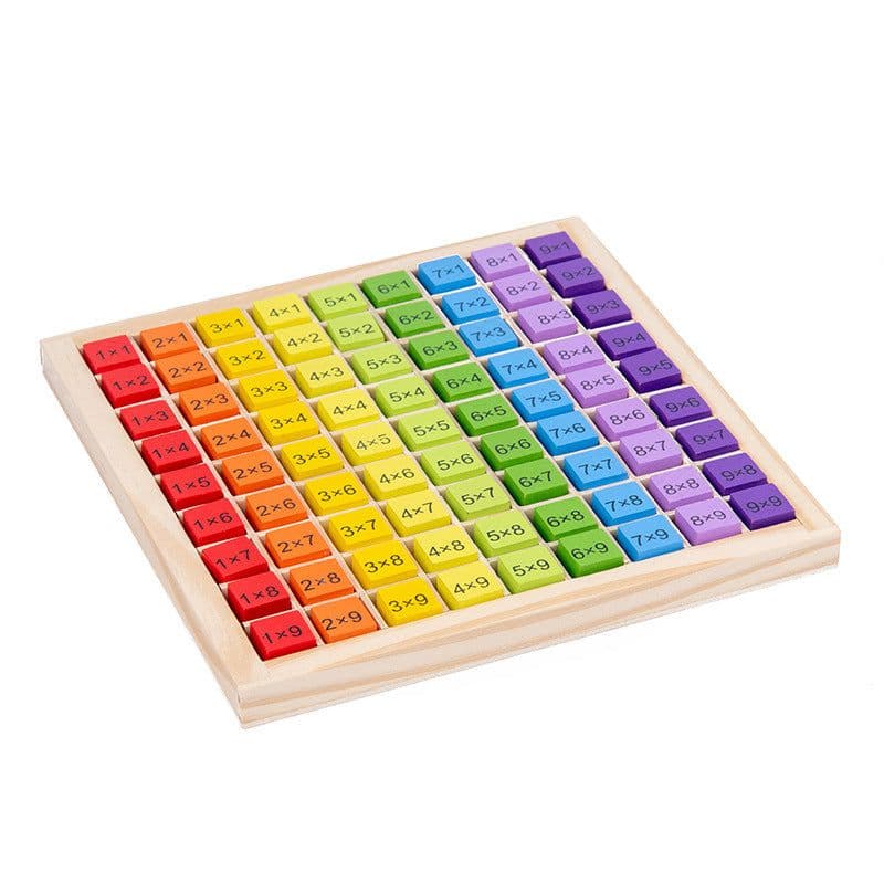 image-Wooden 99 Multiplication Table Building Blocks for Kids - 18x18x1.5cm
