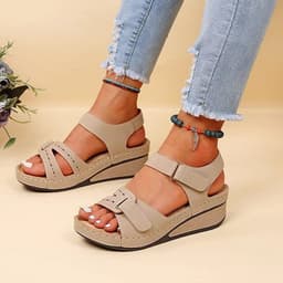 image-Spring 2023 Large Size Beach Sandals Women's Slope Heel Sandals