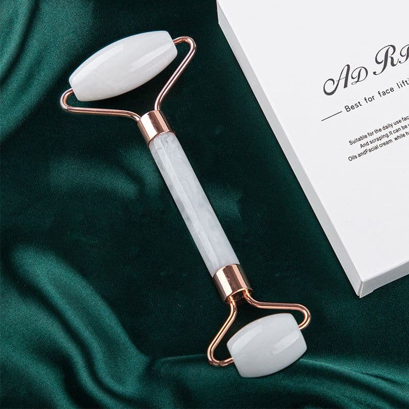 image-Pink crystal roller facial massage stick facial beauty massage plate flower pole double-headed ball full body massager