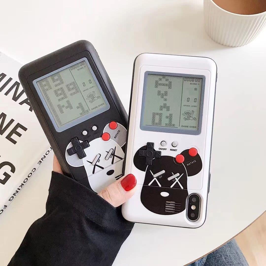 image-Tetris black and white screen Apple 13/12 suitable for iPhone 14promax game console mobile phone case xs/8p
