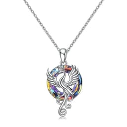 image-Crystal Phoenix Pendant Necklace - Women Blue