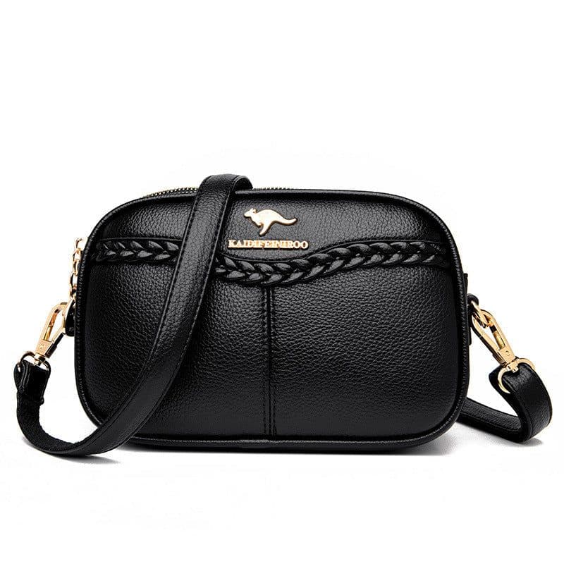 image-Women's 2022 Messenger PU Shoulder Bag - Blue with Compartments