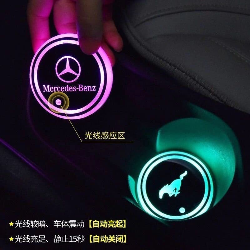 image-Car LED Water Coaster - Colorful Lights Solar USB
