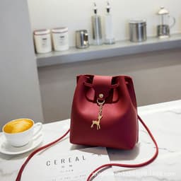image-Women's 2021 PU Bucket Bag - White Sweet Style Shoulder Bag