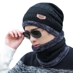 image-Winter hat pullover cap bib suit plus velvet thick woolen cap men's Korean version autumn and winter men's and women's knitted hat