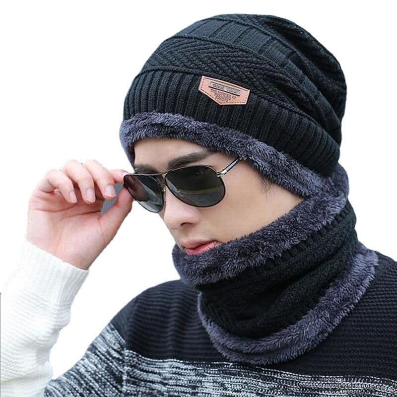 image-Winter hat pullover cap bib suit plus velvet thick woolen cap men's Korean version autumn and winter men's and women's knitted hat