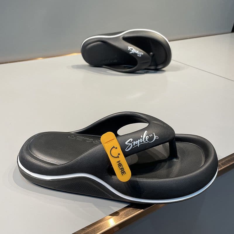 image-EVA Flip-Flop Sandals - Black Men's Lightweight Trendy Beach Slippers 44-45
