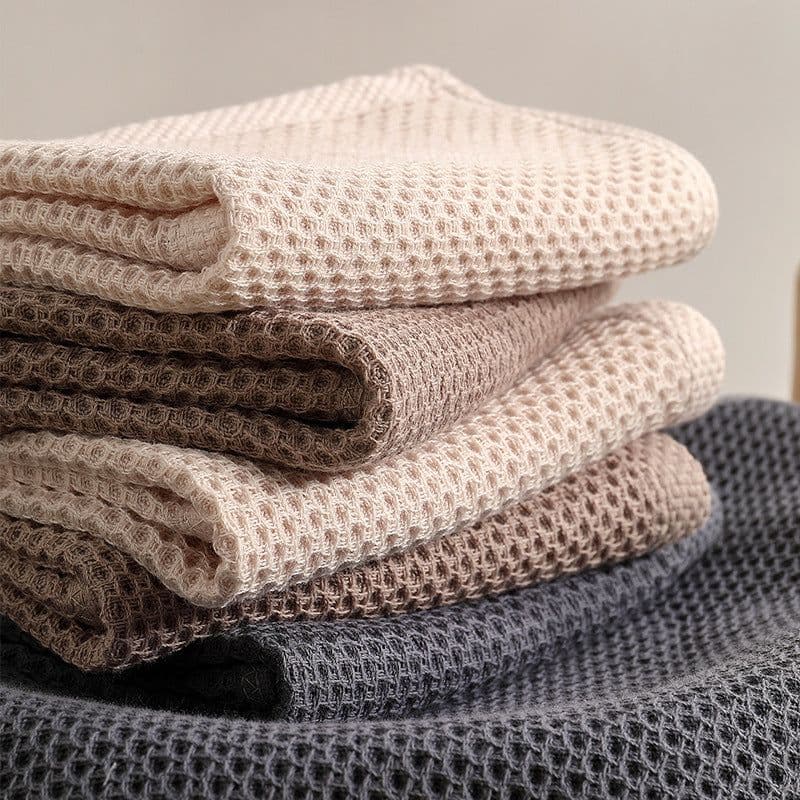 image-Cotton Kitchen Towel - Beige Honeycomb Absorbent