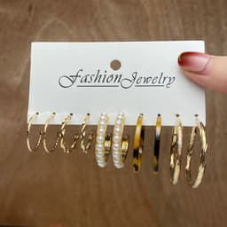 image-Acrylic Pearl Earring Set - 5 Pairs Mixed Style Women
