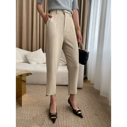 image-Women's Cropped Skinny Pants - Black High Waist XL