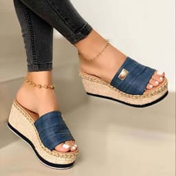 image-Large Size Women's Wedge Sandals - Dark Brown, EU 43, Non-Slip, 2020