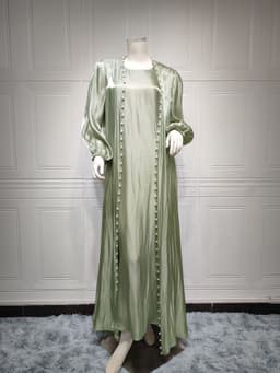 image-ABOs Muslim Dress - Malachite Green Beaded