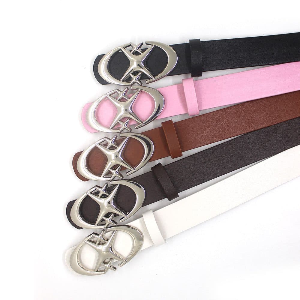 image-Alloy Belt - Double Moon Cross Star Buckle