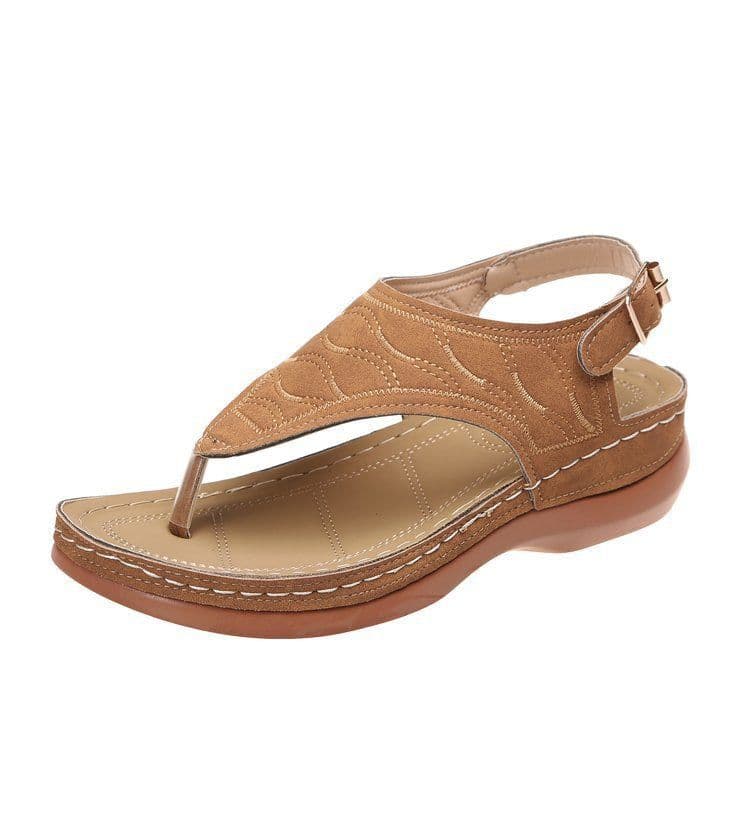 image-Manufacturers in stock cross-border 2021 new solid color embroidered flip-flop women's large size sandals ladies sandal