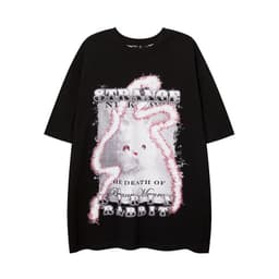 image-TKPA T-Shirt Cartoon Print Black XXL