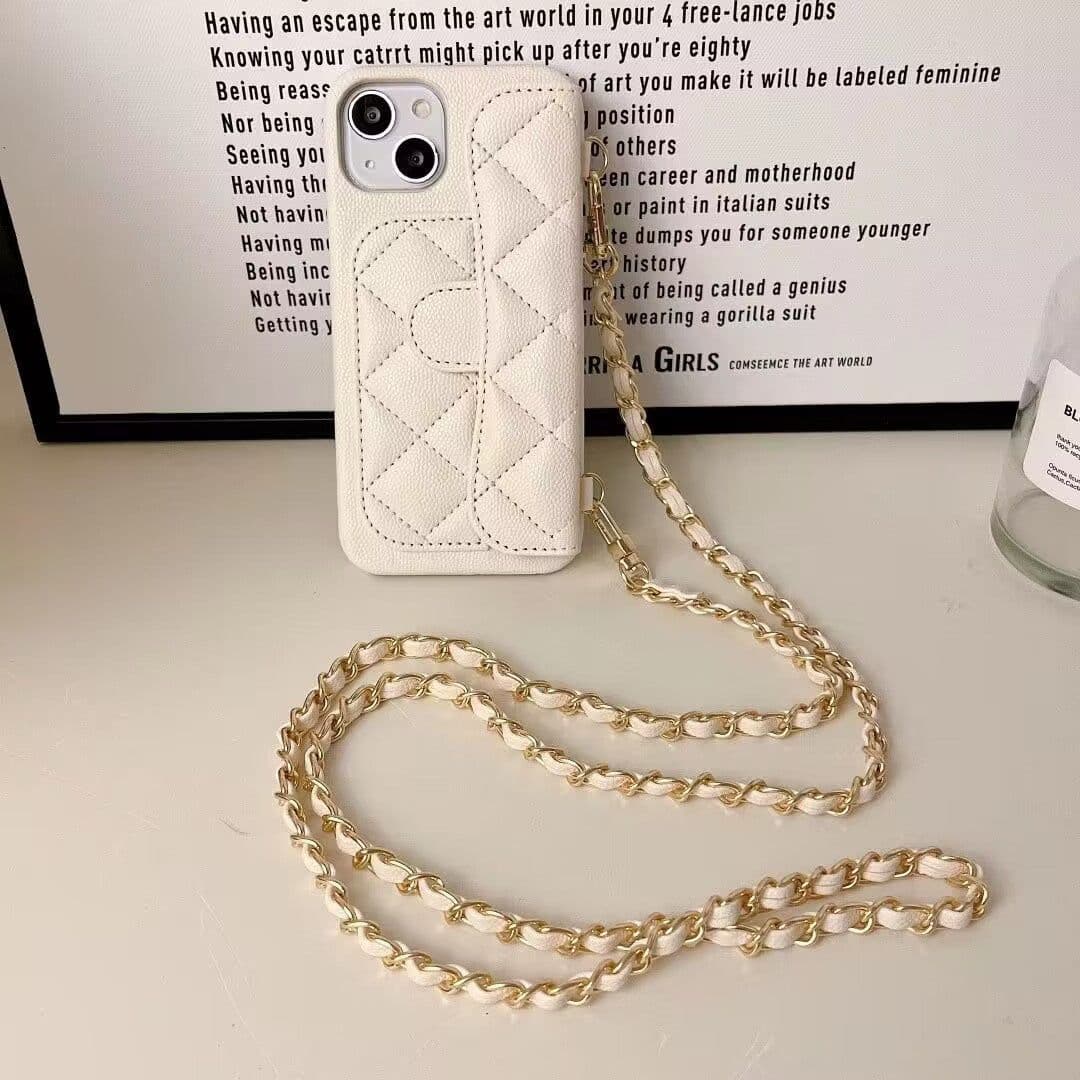 image-iPhone Leather Card Holder Case with Strap
