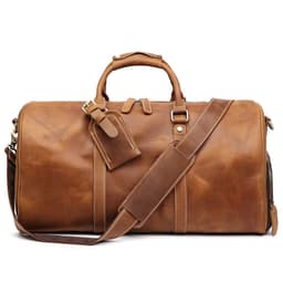 image-Men's Crazy Horse Leather Messenger Bag Cross Border Travel Satchel Dark Brown