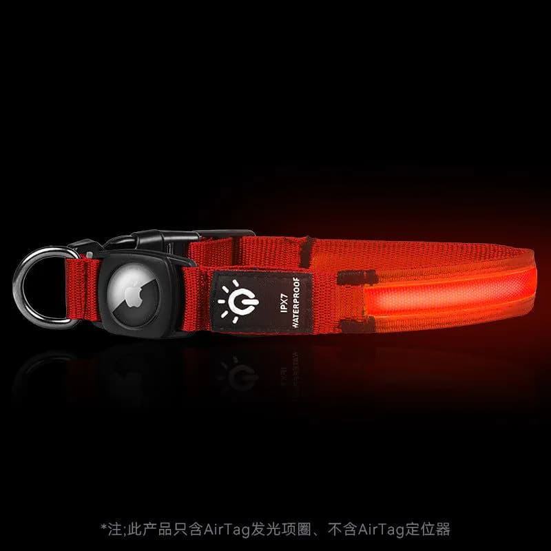 image-Hot selling airtag protective case positioning tracker case waterproof LED pet light-up collar protective case USB charging