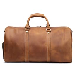 image-Men's Crazy Horse Leather Messenger Bag Cross Border Travel Satchel Dark Brown