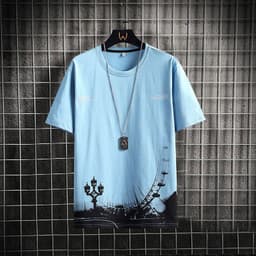 image-Tide brand T-shirt Hong Kong style white short-sleeved t-shirt men's summer Korean version trend Japanese cotton five-quarter-sleeved ins top