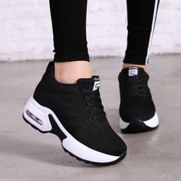 image-Shoe Factory Wholesale Spring Soft Bottom Mesh Surface Breathable Inner Increase Women's Shoes Sports Running Shoes Muffin Shoes Summer Casual Shoes