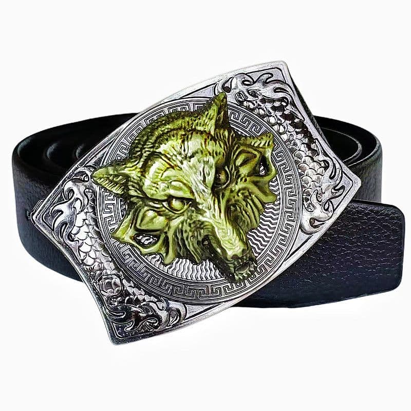 image-Men's Belt Knife - Trendy PU Leather, Alloy Buckle, 130cm
