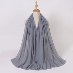 image-Weicai Chiffon Hijab Scarf - Gray Coffee 175x70cm