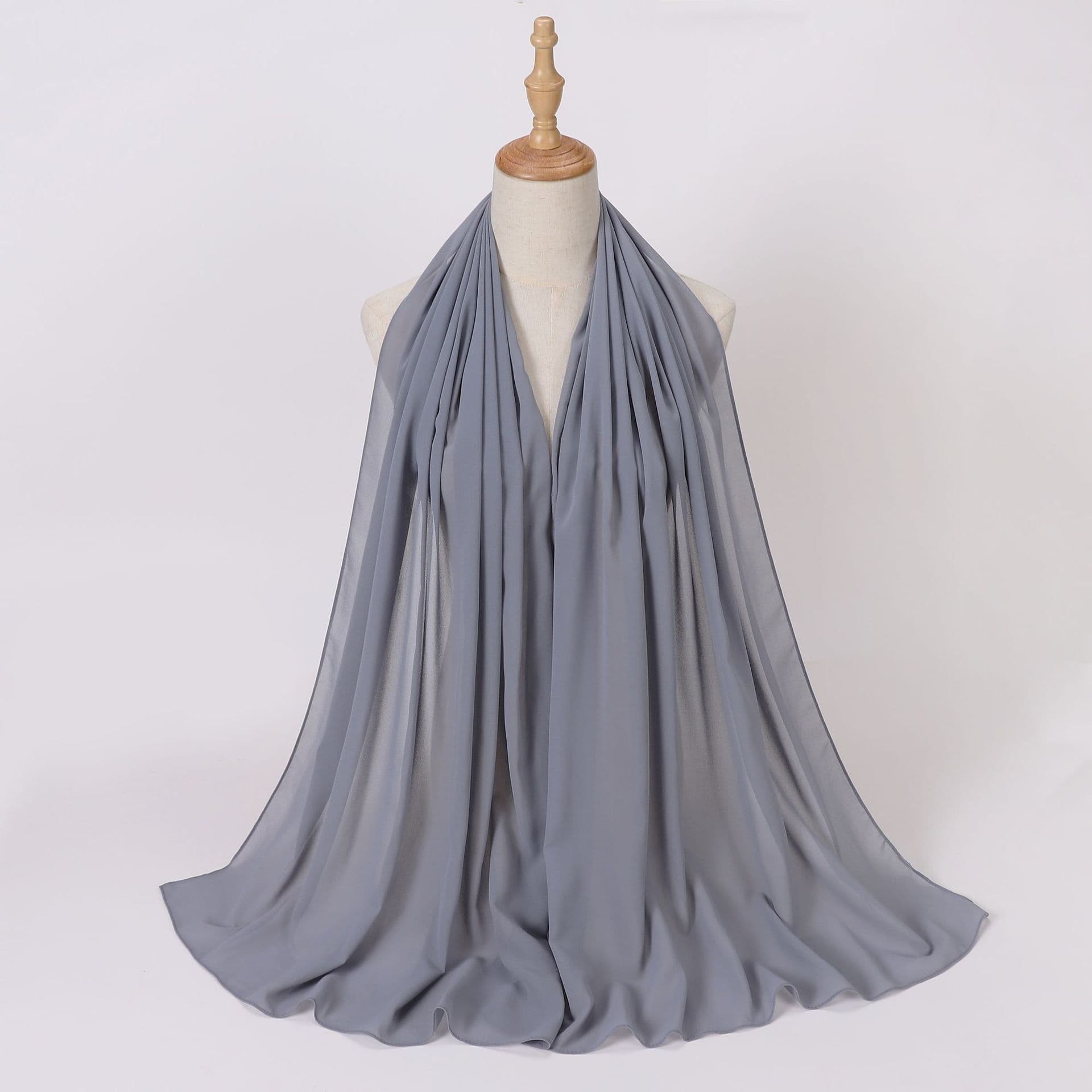 image-Weicai Chiffon Hijab Scarf - Gray Coffee 175x70cm