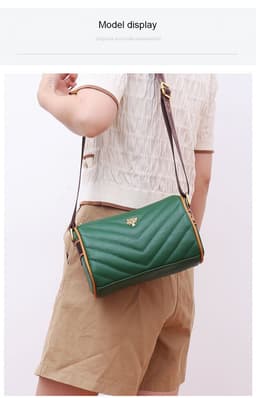 image-Genuine Leather Small Square Crossbody Bag - Green