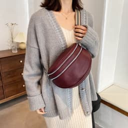 image-PU Shoulder Bag - Brown Crossbody Messenger Bag
