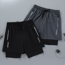 image-Men's Basketball Shorts - Grey Nylon Quick-Dry Loose