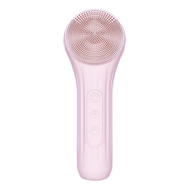 image-Silicone Facial Cleanser Brush - Black Ultrasonic Massage