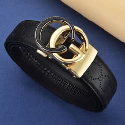 image-Men's Leather Belt Automatic Buckle GG Gun-CC