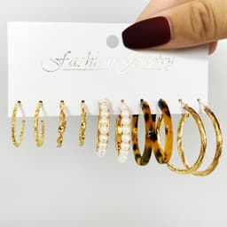 image-Acrylic Pearl Earring Set - 5 Pairs Mixed Style Women