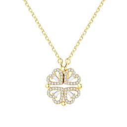 image-Titanium Steel Clover Necklace Women - Heart Pendant