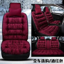 image-Plush winter car seat cushion three pieces down cotton full car cover cushion cover thick universal car cushion wool cushion winter