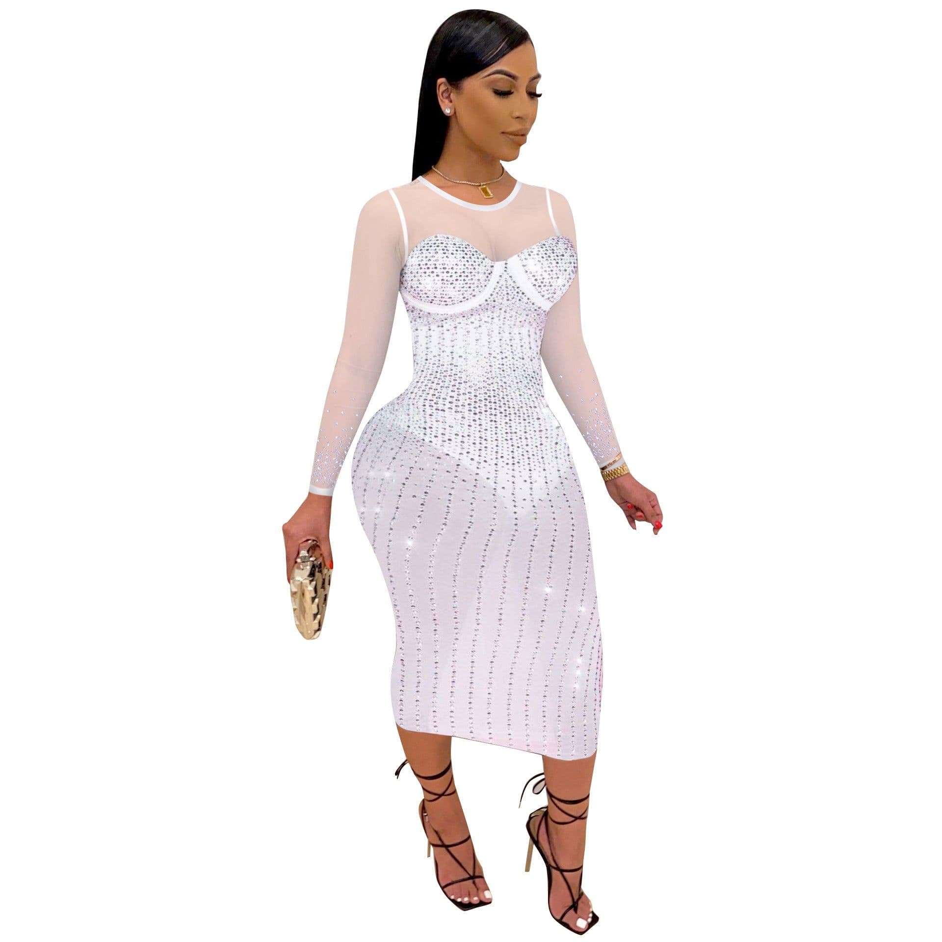 image-Vinia Diamond Milk Silk Dress - Black