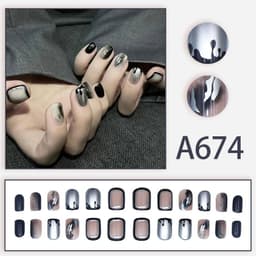 image-Autumn and winter gentle and pure desire simple style wearable manicure patches short, medium and long style white removable fake nail patches