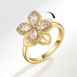 image-Fashion Zircon Rotatable Ring - Golden Copper Adjustable Jewelry