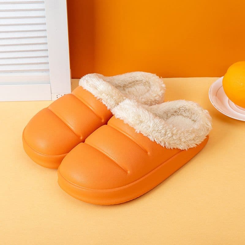 image-Waterproof Cotton Slippers Women Winter Bag Heel Home Furnishing Plush Thick Bottom Indoor Confinement Warm Cotton Shoes Men Wholesale