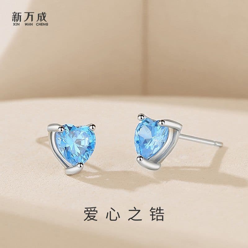image-Xiaohongshu with the same style of love zirconium earrings female heart-shaped earrings silver needle ins wind ear jewelry live source wholesale