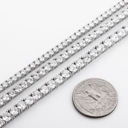 image-European and American hiphop 3-6mm 925 silver hip hop single row tennis chain full zircon necklace tennis chain